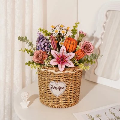 RoboTime 3D Holzpuzzle Orange Tulpe