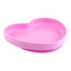 CHICCO Plate silicone heart, pink 9m+