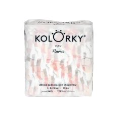 KOLORKY DAY Scutece de unică folosință eco, flori L (8-13 kg) 19 buc