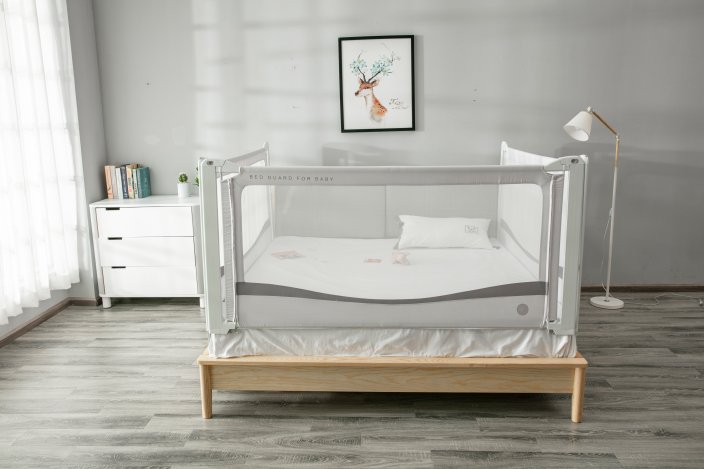 Zábrana na postel Monkey Mum® Premium - 130 cm - světle šedá