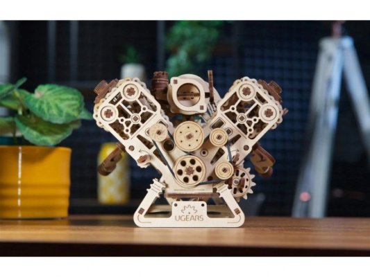 Ugears 3D fa mechanikus puzzle V8-as motor
