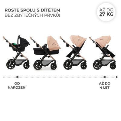KINDERKRAFT Carrinho de Bebé Combinado Moov 2 3 em 1 Sand Beige - Rodas de Espuma