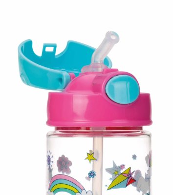 NUBY Non-flowing sports bottle with straw 530 ml, pink, 4+