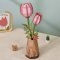 Puzzle 3D en bois RoboTime Tulipe rose