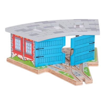 Bigjigs Rail Dreifach Lokschuppen mit Toren