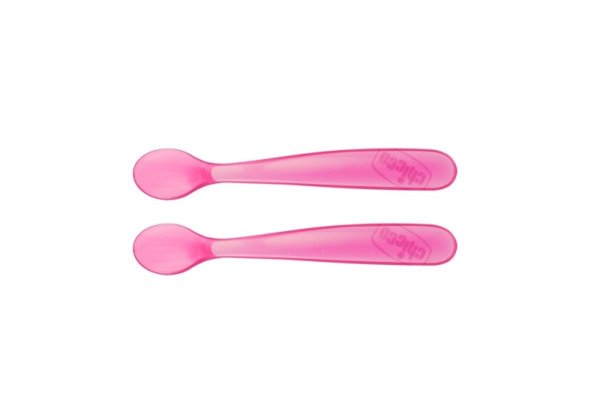 CHICCO Spoon silicone 2 pcs pink 6m+