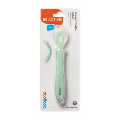 Colher de silicone BABYONO - menta 6m+