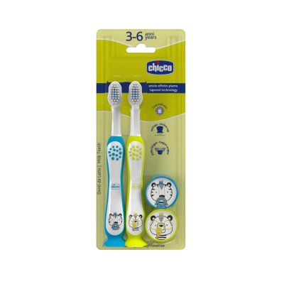 CHICCO Set periuțe de dinți pentru copii Tiger-Panda 3-6 ani, 2 buc