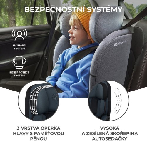 KINDERKRAFT Fotelik samochodowy Oneto3 i-Size 76-150cm + Isofix Grafitowy czarny