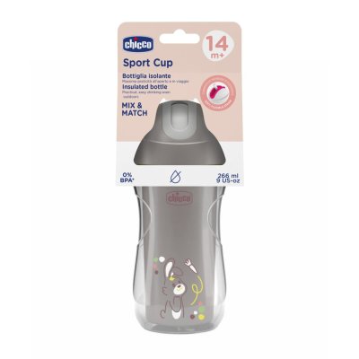 CHICCO Sport termo šalica sa slamkom grey, 14m+