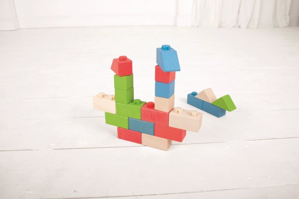 Bigjigs Baby Blocs de Connexion en Bois Ensemble Primaire