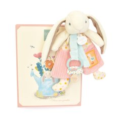 Doudou Zestaw prezentowy Zabawka z uchwytem na smoczek Króliczek Ciboulette 19 cm
