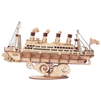 RoboTime 3D Drewniane Puzzle Zaoceaniczny Parowiec