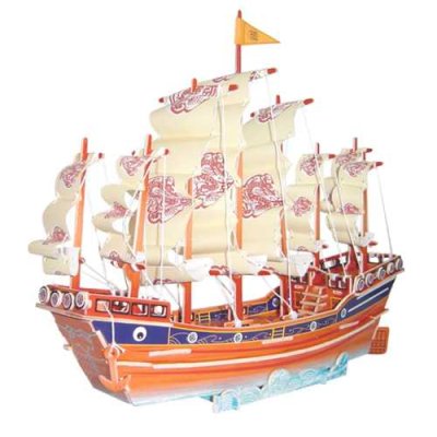 Woodcraft 3D Holzpuzzle Buntes Segelboot PC131