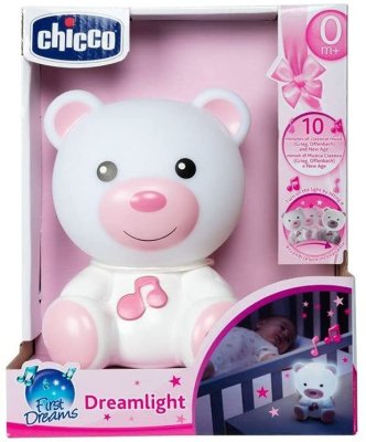 CHICCO Nachtlicht mit Musik-Teddybär rosa ab 0 Monaten