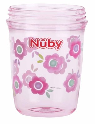 NUBY Taza Tritan no fluida 360° con asas, 6 m+ rosa