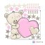 Sticker voor de meisjeskamer - Teddybeer met een naam en een hart