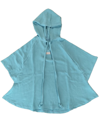 Poncho de plage en mousseline avec capuche Monkey Mum® - Menthe