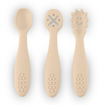 PETITE&MARS Set 3 ks silikonových tréninkových lžiček Take&Match Desert Sand 6m+