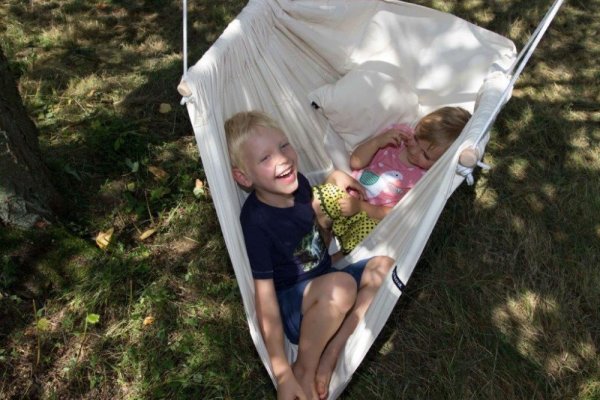 Hängesessel cremefarben HOJDAVAK MAXI mit Kissen, Seil weiß - Indoor Stoff