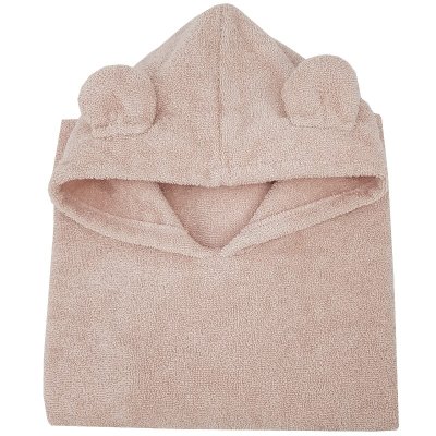 EKO Baumwollponcho mit Kapuze und Öhrchen Powder Pink 75x120 cm