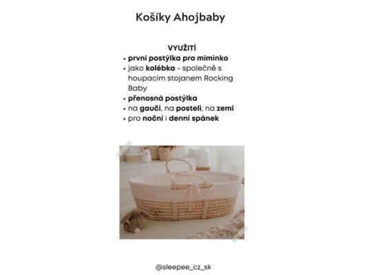 AHOJBABY Mojzesova košara za dojenčka Paper Dream white + vzmetnica Airdream
