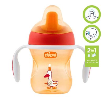 CHICCO Trainingsbecher mit Henkel 200 ml orange 6 Monate+