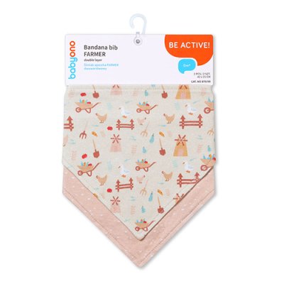 BABYONO Farmer cotton σαλιάρα 2τμχ, 0m+