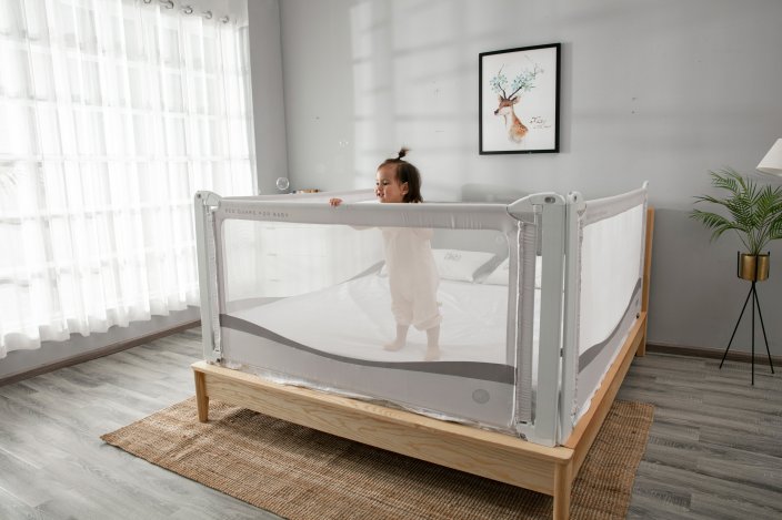 Zábrana na posteľ Monkey Mum® Premium - 140 cm - svetlo šedá