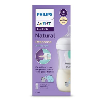 Philips AVENT Natural Response bottle with AirFree valve 260 ml, 1m+, elephant