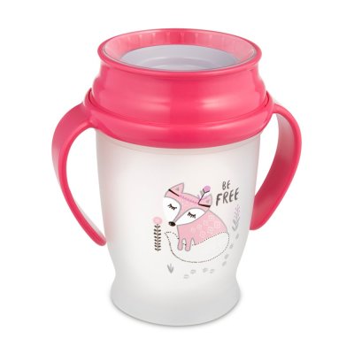 Cana LOVI 360˚ JUNIOR 250 ml cu manere INDIAN, roz