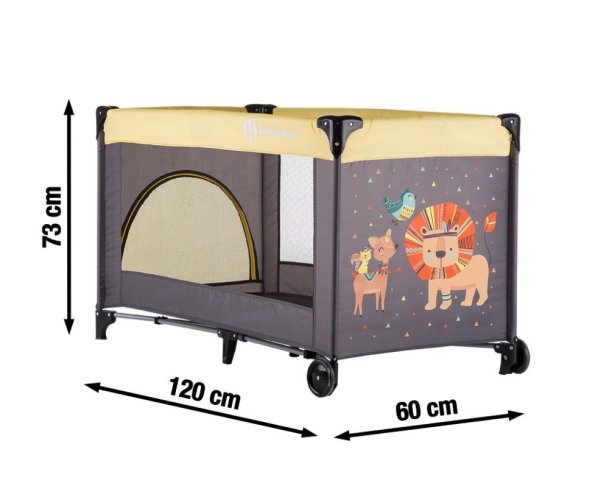 PETITE&MARS Potovalna posteljica Koot - Lion Yellow + Hooty 3v1 prenosni projektor 0m+