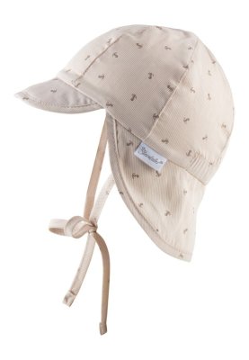 STERNTALER Czapka z daszkiem z osłoną na szyję do wiązania z filtrem UV 30 brązowa kotwiczki chłopięca 39 cm-3-4
