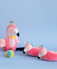 Coffret cadeau Doudou - Ensemble de premiers chaussons flamant rose 0-6 mois