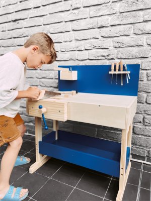 small foot Kinderwerkbank blau mit Zubehör