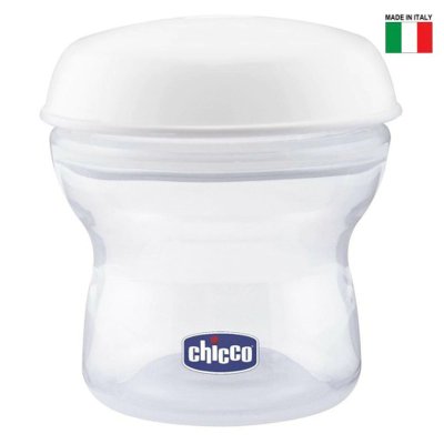 CHICCO Mehrzweckbehälter für Muttermilch mit Flaschenaufsatz Natural Feeling, 4 Stk