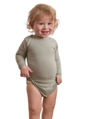 Baby body met lange mouwen - olijfgroen - maat 56, 62 of 68
