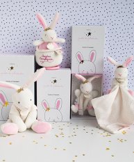 Doudou Set Regalo - Coniglietto di peluche con doudou 10 cm rosa