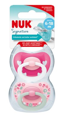 NUK Smoczek Signature 6-18m dziewczynka 2 szt