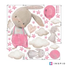 Sticker mural - Lapins avec étoiles pour petite fille