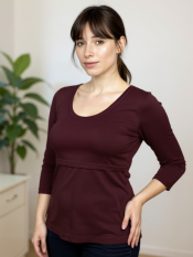 Koszulka do karmienia piersią Kateřina, rękaw 3/4, bordowy
