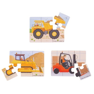 Bigjigs Toys Puzzle 3w1 Maszyny budowlane
