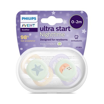 Philips AVENT Schnuller Ultrastart Nacht 0-2m Mädchen, 2 Stk.