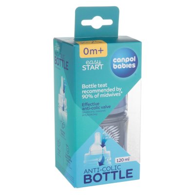 CANPOL BABIES Butelka antykolkowa EasyStart Gold 120 ml niebieska