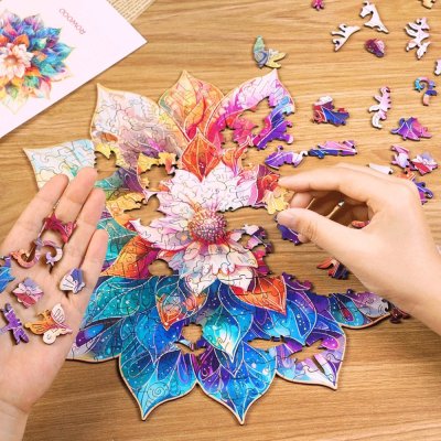 RoboTime Puzzle en bois Mandala floral