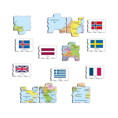 Larsen Puzzle éducatif Europe Carte et drapeaux 70 pièces