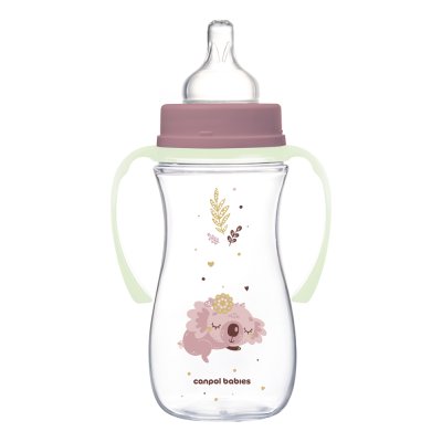 CANPOL BABIES Anti-Kolik-Flasche mit leuchtenden Griffen EasyStart Sleepy Koala 300 ml rosa