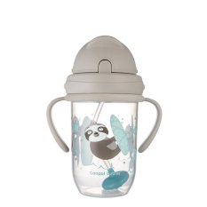 CANPOL BABIES Non-spill cup with straw and weight Exotic animals 270 ml grey, 6m+