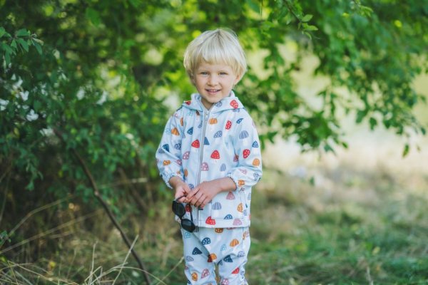 Detská softshellová bunda s membránou Monkey Mum® - Pestrofarebné muchotrávky