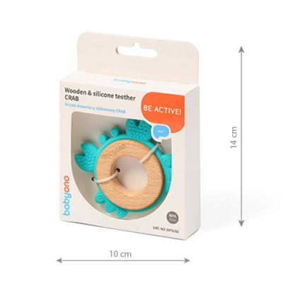BABYONO Krabbenbeißring aus Holz und Silikon